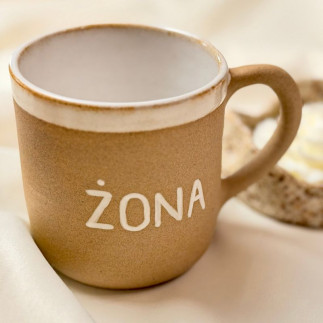 Ślubny zestaw kubków - ręcznie robione kubki ceramiczne  z napisem Żona i Mąż