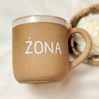 Ślubny zestaw kubków - ręcznie robione kubki ceramiczne  z napisem Żona i Mąż
