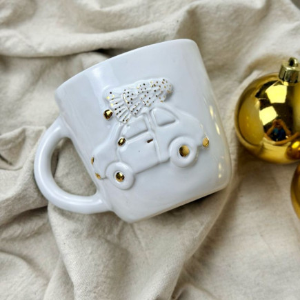 Kubek ceramiczny świąteczny Autko