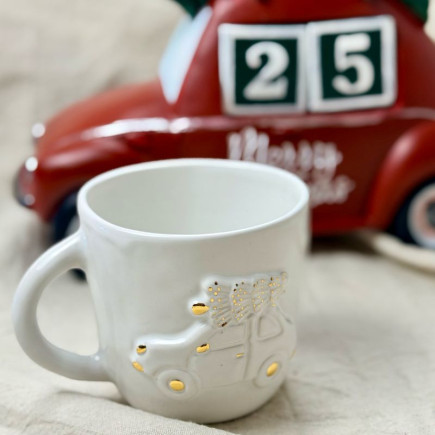 Kubek ceramiczny świąteczny Autko