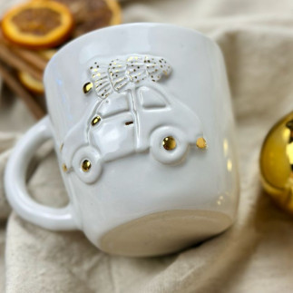 Kubek ceramiczny świąteczny Autko