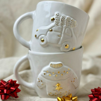 Kubek ceramiczny świąteczny Autko