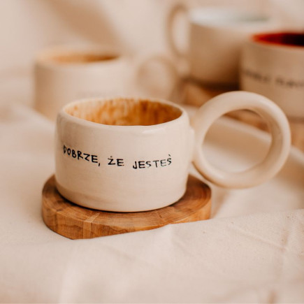 Kubek z napisem Dobrze, że jesteś