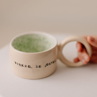 Kubek z napisem Dobrze, że jesteś